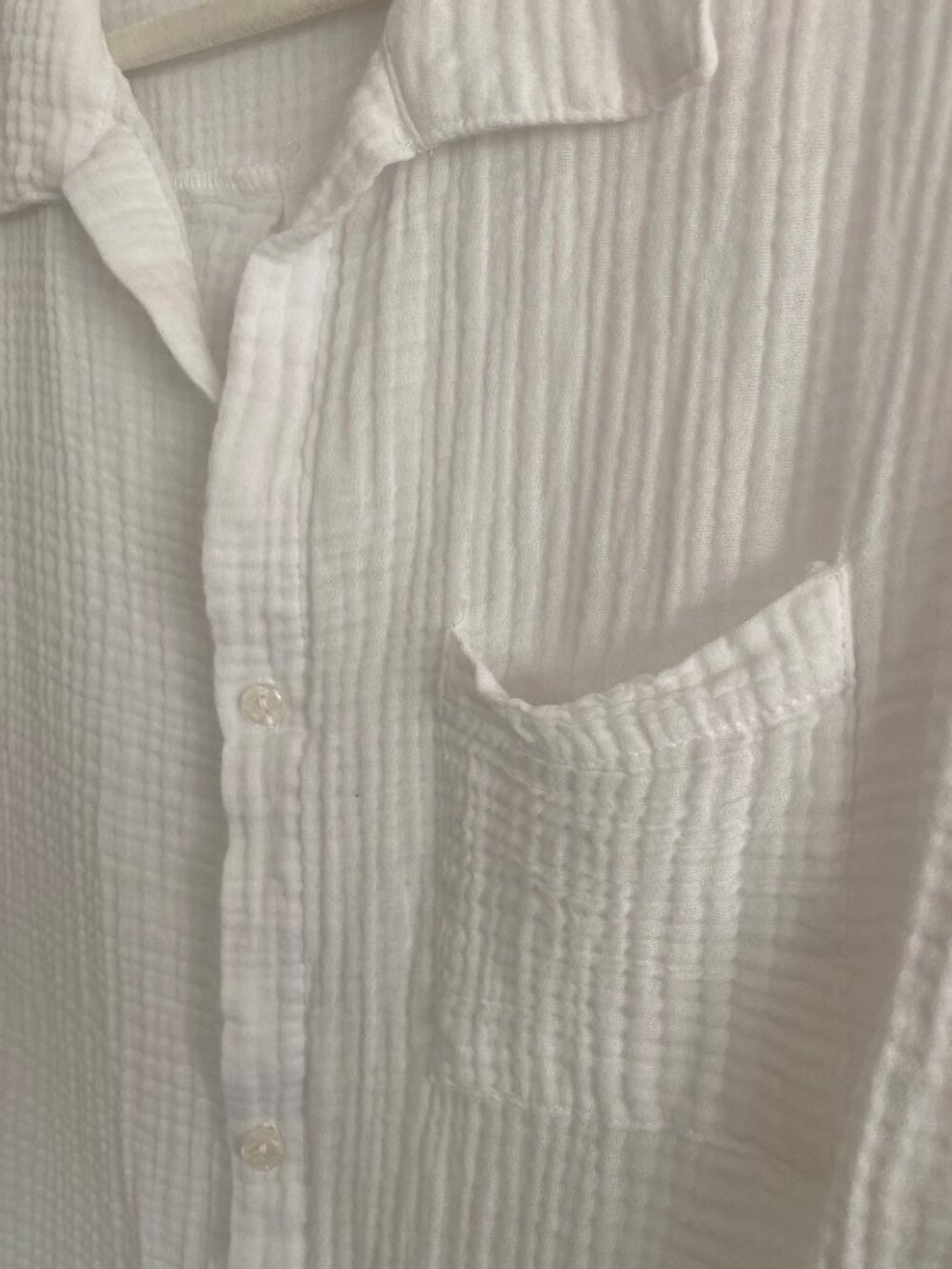 Kona Sol White Gauze Button-Up Shirt Size S Lightweight Cotton Long Sleeve - Picture 5 of 6